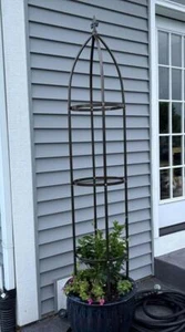 Metal Obelisk Garden Trellis 6.3Ft Tall Sturdy Plant Support Climbing Vines Gift - Picture 1 of 7