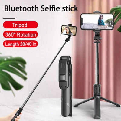 Universal 28-inch Selfie Stick Tripod Stand for Cell Phone with Bluetooth Remote - Image 1 of 4