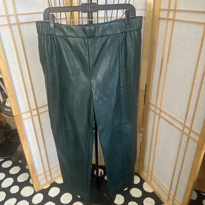 Pantalones Ann Taylor VERDE Imitación Cuero Cintura Elástica Bolsillos Grandes Usados en Excelente Condición-Como Nuevos Foto 1 de 4