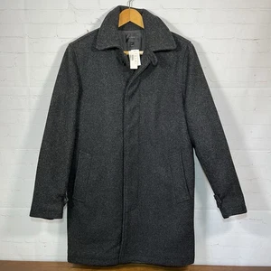 J Crew Wool Car Coat Jacket Mens Small Black Thinsulate Quilt Lined Button NEW - Picture 1 of 16