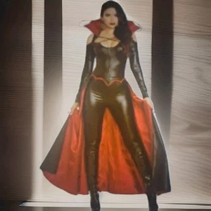 Princess Of Darkness Vampire Costume One Piece Pants & Cape Attached Vinyl L - Picture 1 of 12