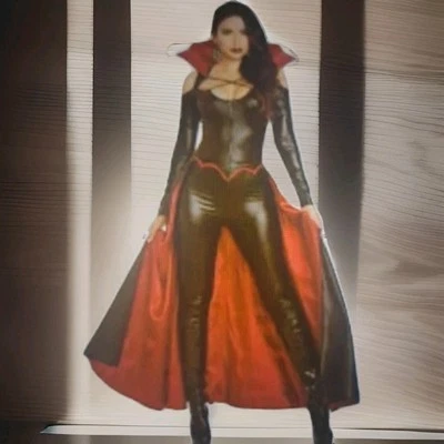  Princess Of Darkness Vampire Costume One Piece Pants & Cape Attached Vinyl  L - Image 1 of 4