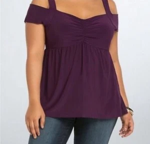 Camicetta viola con spalle scoperte Torrid taglia 4 bambola top - Foto 1 di 7