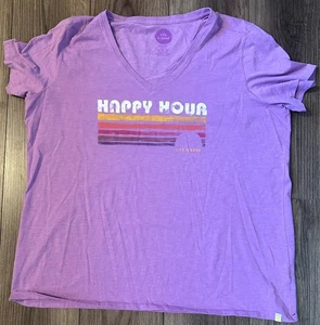 Life Is Good Shirt Damen XL Lila Happy Hour V-Ausschnitt X-LARGE Classic Fit - Bild 1 von 4