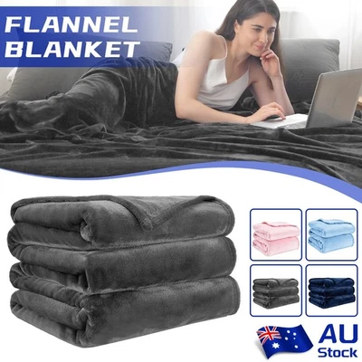 Luxury Large Fleece Blanket Throw Twin Queen Size Soft Warm Sofa Bed Couch AUS - image 1 of 4