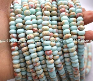 Bonitas cuentas sueltas naturales de rondelle de piedras preciosas de jaspe Shoushan de 5x8 mm hilo de 15"" - Imagen 1 de 12