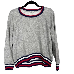 Joie Small S Gray Richardine B Pullover Sweatshirt Striped Trim French Terry - Picture 1 of 9