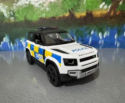 1:36 Land Rover Defender Police Diecast Model Car - WITH PERSONALISED PLATE GIFT - Image 1 of 4