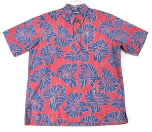 Vintage Reyn Spooner Shirt Mens L Red Tropical Hawaiian Reverse Print Pullover - Picture 1 of 8