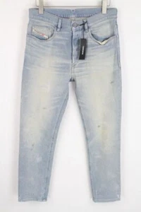 Mens Jeans Carrot Taper DIESEL D-Eetar 081AK W34/L32 Light Blue Denim Distressed - Picture 1 of 7