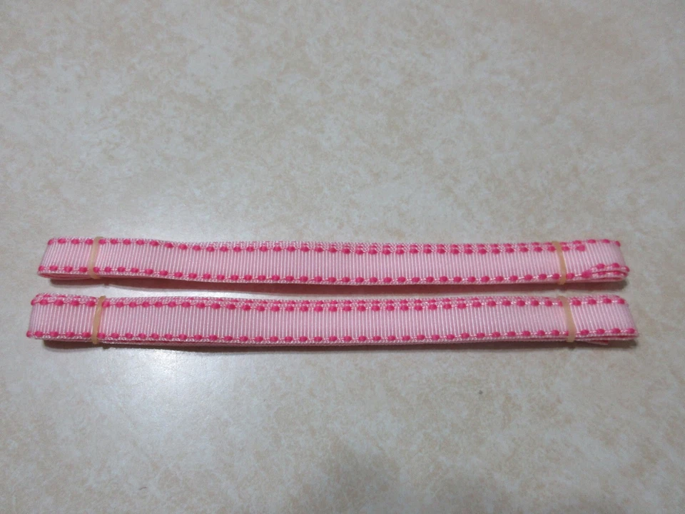 SALE!! 2 - 3/8" GROSGRAIN RIBBONS -PINK SIDE STITCHED - 1 YARD @ - image 1 of 1