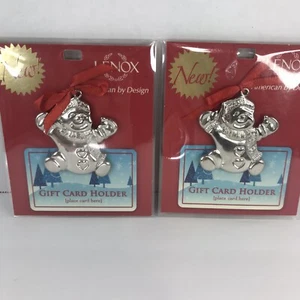 Lenox Gift Card Holders/Ornaments Snowman Metal Silver Tone Lot Of 2 New - Picture 1 of 2