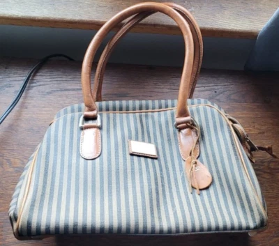 Boots N Bags Purse Blue And White Stripe Summer Beach Cute Casual - Image 1 of 4