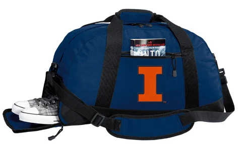 University of Illinois Gym Bag or TRAVEL Duffel SEPARATE SHOE POCKET! Cover