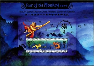 2004 Christmas Island Year Of The Monkey 2nd China Stamp Show O/P Mini Sheet MNH - Bild 1 von 1