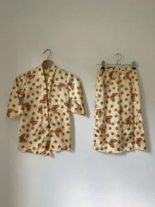 Vintage Skirt Top Set by Winnie Fashions Silky Satin Butterfly Gold Flower Girls - Picture 1 of 22