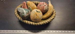Vintage Mexican Clay Terracotta Pottery 7-Piece Fruit And Bowl Set Hand-Painted - Picture 1 of 10