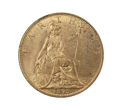 VICTORIA 1895 BRONZE VEILED HEAD FARTHING - UNC - Image 1 of 2