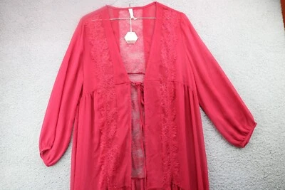 Женские розовый румяна длинный халат/платье размер маленький красный кружева - Изображение 1 из 4