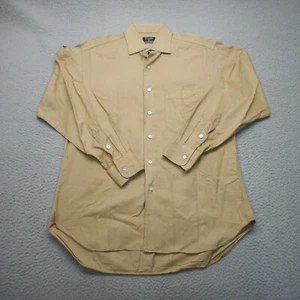 Vintage Gitman Bros Shirt Mens 15.5 x 33 Tan Pinpoint Oxford Hubert White - Picture 1 of 10