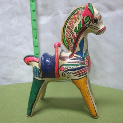 DECORATIVE HORSE painted stone figure 1970s clay sculpture Mexico folk art pony - Image 1 of 4