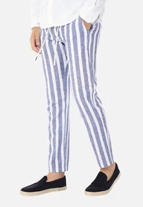 Pantalaccio Uomo Lino Cotone Pantaloni Estivi con Riga Larga con Laccio in Vita - Imagen 1 de 12