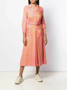 $1800 Gucci Women's Metallic Pink Orange Striped Wool Dress 42 569029 1316 - Picture 1 of 11