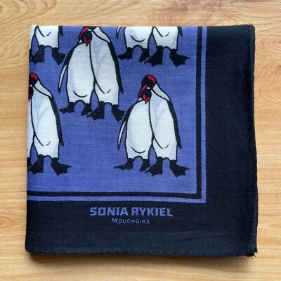 HANDKERCHIEF JAPAN VINTAGE PENGUIN SWEET COTTON MEN'S POCKET SQUARE 18" A-0735 - Image 1 of 3