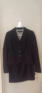 Nine West Skirt Suit 2-Piece Womens Size 4 Black Beige Pinstripe Career New - Picture 1 of 8