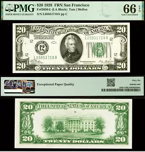 1928 20 $ FRN San Francisco PMG 66EPQ Gem Numerical Serial Fr. 2050-L - Bild 1 von 3