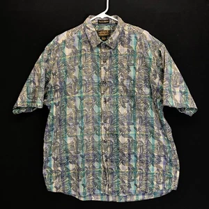 Vintage Eddie Bauer Shirt Mens XXL Superior Madras Floral Plaid Button Up S/S - Picture 1 of 4