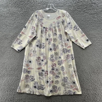 Camisón Calida para mujer mediano floral 100 % algodón manga larga camisa para dormir Foto 1 de 4
