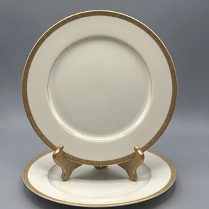 Mikasa Ivory China L2818 Colony Gold Rimmed 10.75" Dinner Plates / Set of 2 - Picture 1 of 2