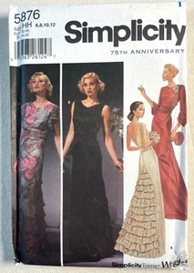 5876 Vestido de Noche Simplicity Patrón de Costura De Colección Repro Años 30 40 Volantes Tallas 6-12 - Imagen 1 de 4
