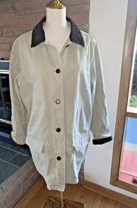 Lands End Barn Chore Mantel Jacke Damen XL 18-20 beige Flanell gefüttert Cord - Bild 1 von 6