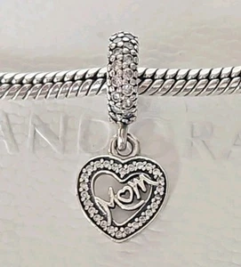 Genuine Pandora Bracelet Charm - Silver Centre of My Heart Mum Dangle S925 ALE - Picture 1 of 7