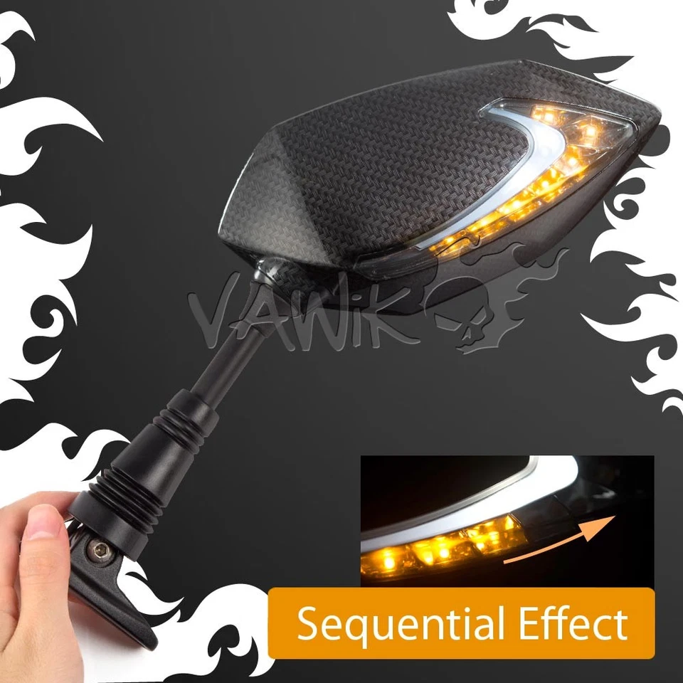 Espejos retrovisores de carbono VAWiK LUCIFER con LED secuencial de dos tonos para bicicleta deportiva SUZUKI Foto 1 de 4