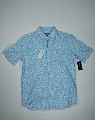 Club Room Men's Small Buttondown Shirt Shortsleeve Pale Ink Blue Linen - Image 1 of 4