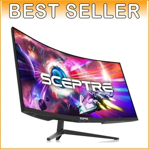 Premium 34-Inch Curved WQHD Gaming Monitor - 1ms, FreeSync, Multiple Ports - Picture 1 of 12