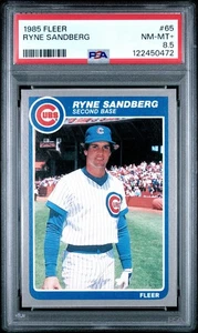 1985 FLEER RYNE SANDBERG #65 * CUBS * HOF  * NM-MT+ PSA 8.5 - Picture 1 of 1