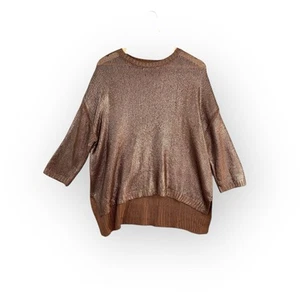 Motto jumper size 12 bronze knit 3/4 sleeve | pullover casual winter layering M - Picture 1 of 16