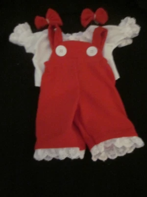 Ropa de muñeca CPK/16-18 pulgadas/mono rojo/blusa/lazos para el cabello Foto 1 de 2