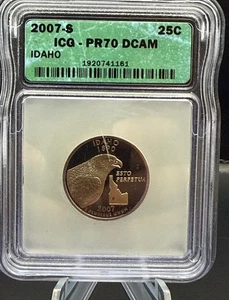 2007-S 25c Idaho Proof Quarter PR70 DCAM ICG #193 of 489 - Picture 1 of 4