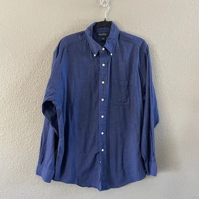 Vintage Brooks Brothers Shirt Mens Large Blue Check Woven in Italy  Hong Kong - Image 1 of 4