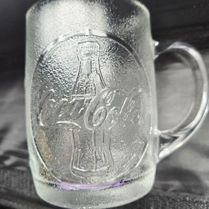 Coca Cola geprägte Glas Tassen 4er Set Vintage Coke Soda Pop klar - Bild 1 von 4