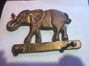 Vintage Heavy Metal Elephant Key Wall Two Hook Coat Hanger - Picture 1 of 7
