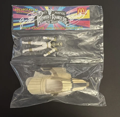 Jason David Frank Signed Power Rangers Movie McDonalds White Ranger Promo Toy Cover
