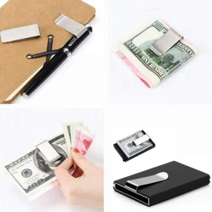 Portaclip para dinero en efectivo para hombre billetera portatarjetas de crédito de acero plateado negro - Imagen 1 de 15