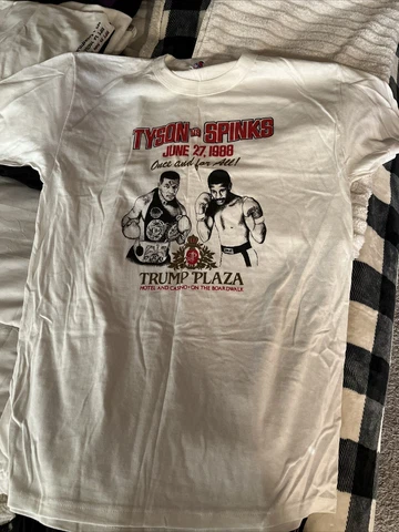 Mike Tyson Vintage T Shirt 1988 Tyson vs Spinks 80s Boxing Men's Small Tiny Fit Cover