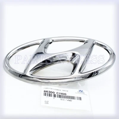 GENUINE OEM HYUNDAI SONATA SPORT FRONT LOGO BADGE EMBLEM "H" CHROME 86300-C1100 - Image 1 of 4